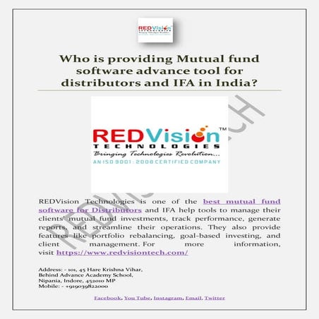 Who is providing Mutual fund software advance tool for distributors and ...