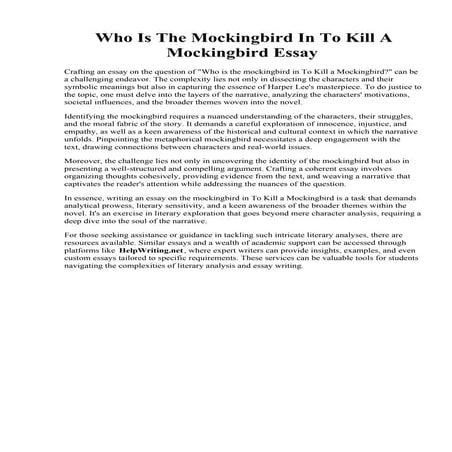 Who Is The Mockingbird In To Kill A Mockingbird Essay.pdf