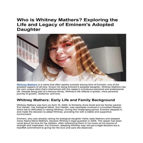 Who is Whitney Mathers? Exploring the Life and Legacy of Eminem's Adopted Daughter PDF