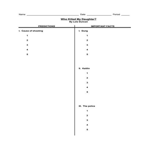 "Who Killed My Daughter?" predictions and facts