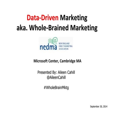 Whole-Brained Marketing -- Blending Data Science with Creativity & Action