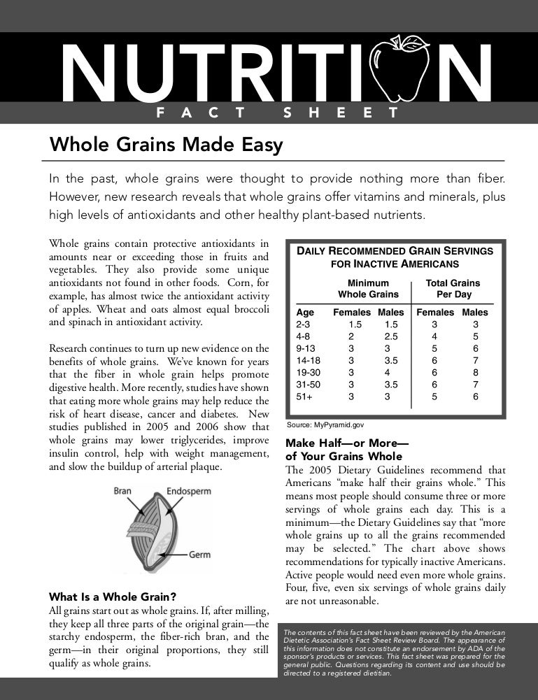Whole Grains Nutrional Facts