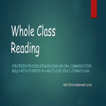 Whole class reading with adult literacy students