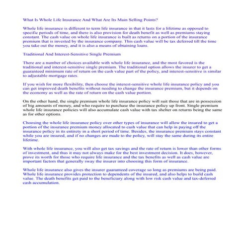 Whole life insurance | ODT