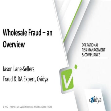 Wholesale Fraud - Jason Lane-Sellers of cVidya