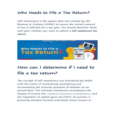 Who Needs to File a Tax Return?