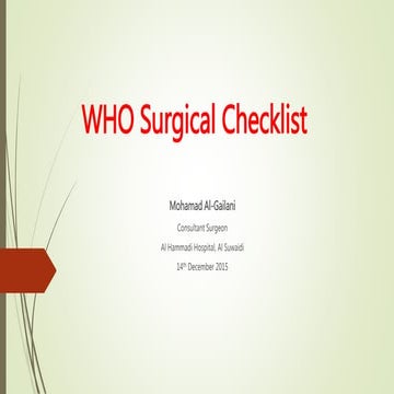 Who Surgical Checklist: Principles and Procedures