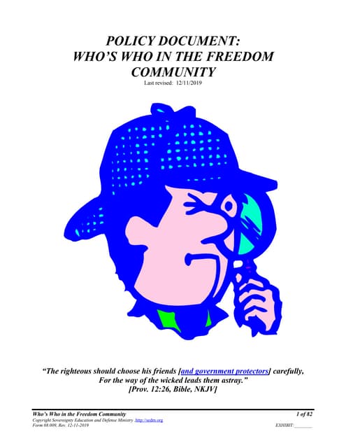 Policy Document:  Who's Who in the Freedom Community, Form #08.009
