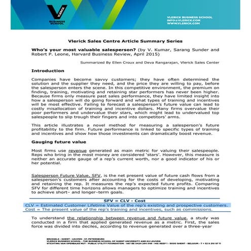 Who's your most valuable salesperson