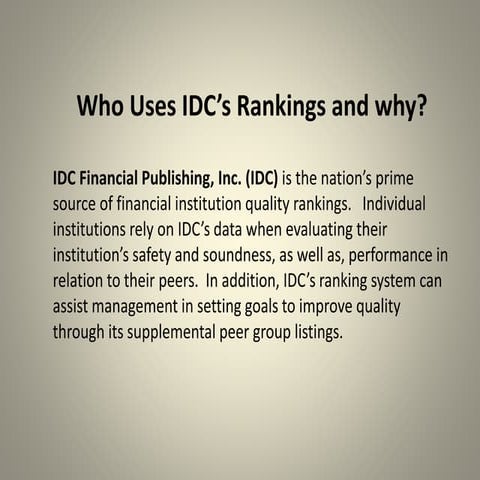 Who Uses IDC's Rankings and Why | PPTX