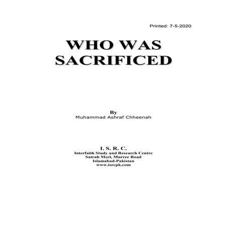 Who was sacrificed by muhammad ashraf chheenah | PDF