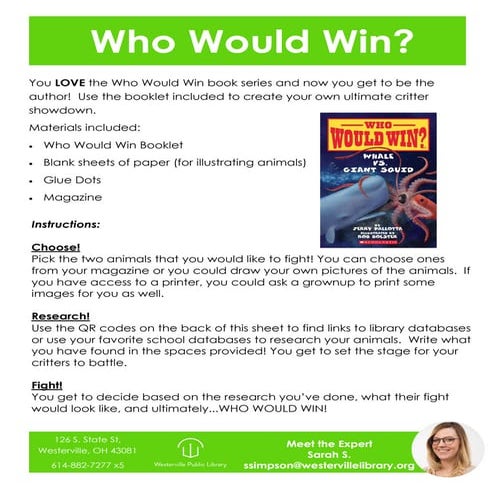 Who Would Win Printable Craft Booklet Instructions