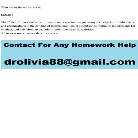 Who writes the ethical codeSolutionThe Code of Ethics states .pdf