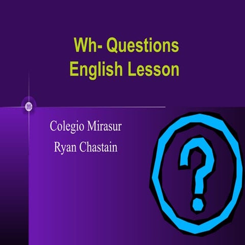 Wh questions lesson plan