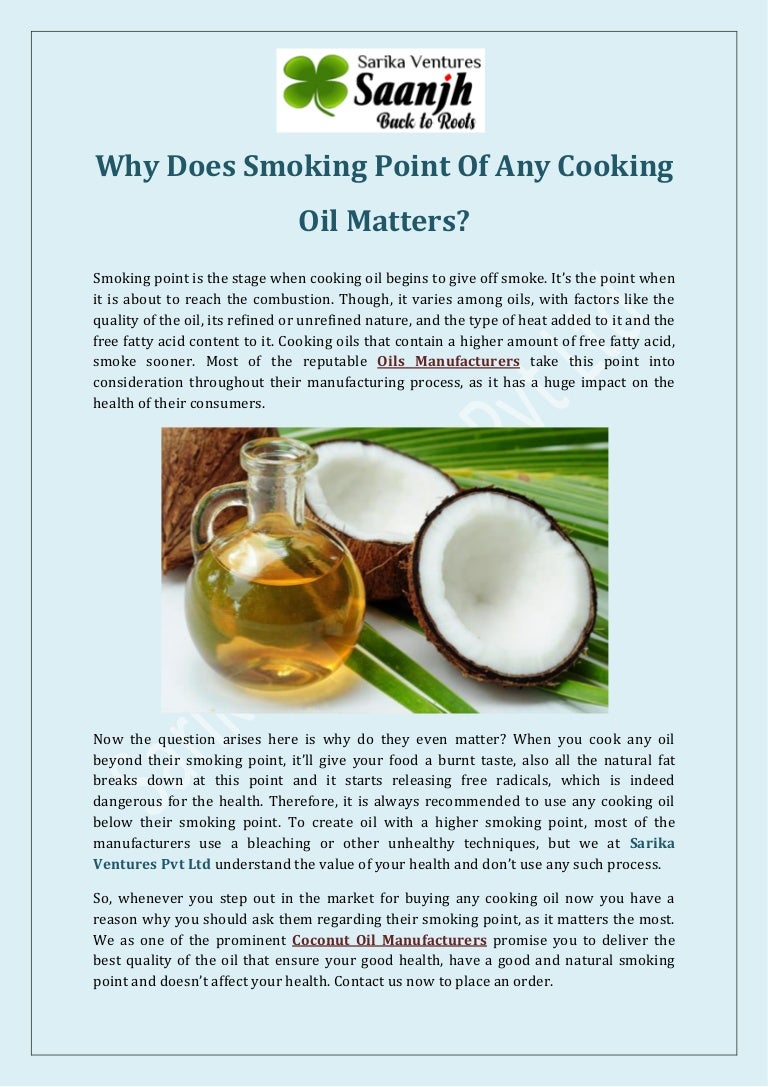 Why Does Smoking Point Of Any Cooking Oil Matters?