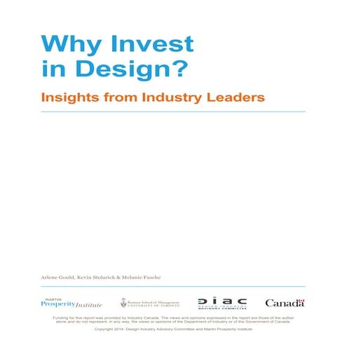 Why invest in  Design?  From Canada Design Leaders 