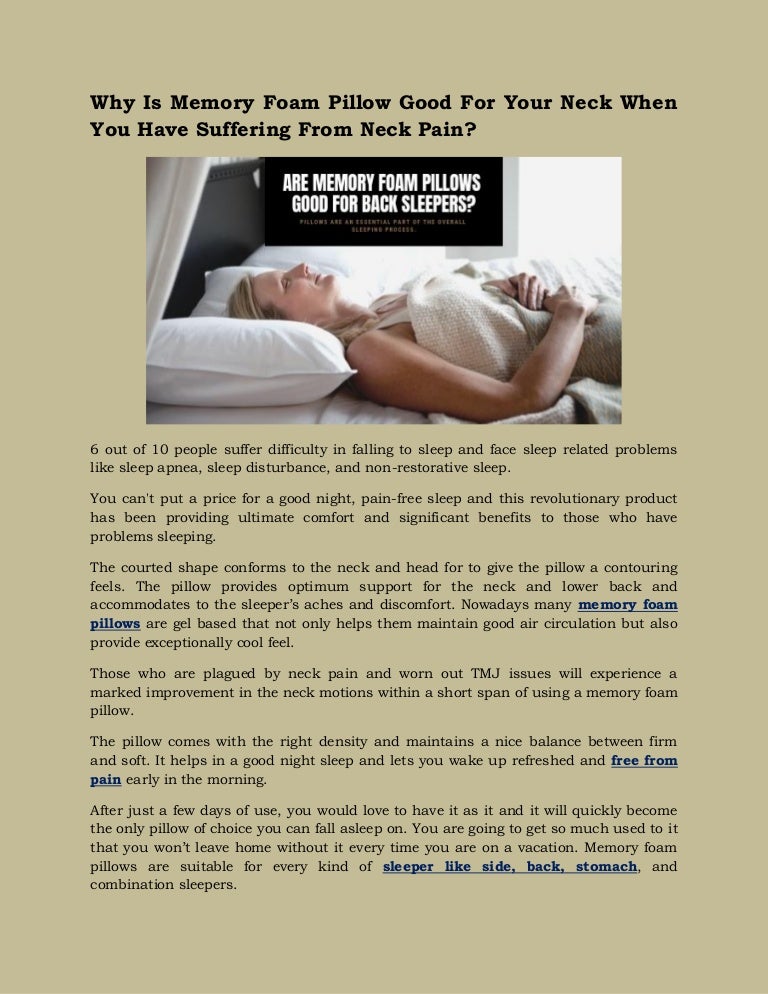Why Is Memory Foam Pillow Good For Your Neck When You Have Suffering