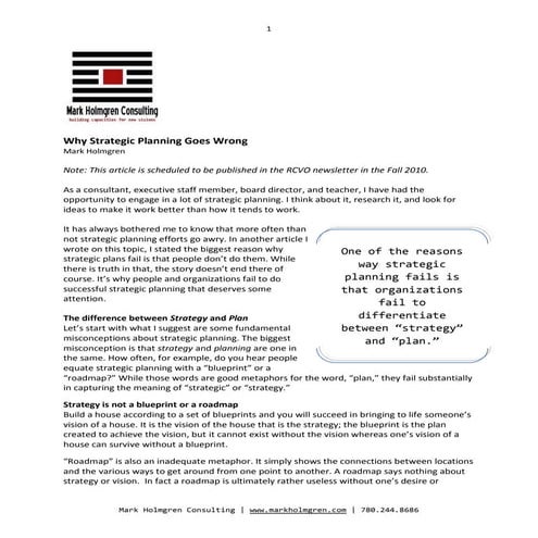 Why Strategic Planning Goes Wrong