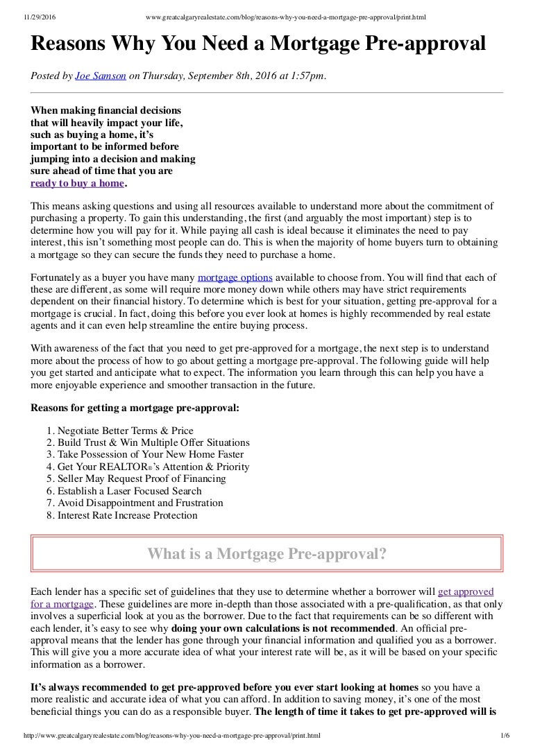 when should i get a mortgage pre approval