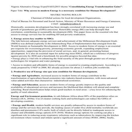 Why access to moderm energy