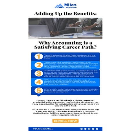 Adding Up the Benefits: Why Accounting is a Satisfying Career Path | PDF