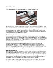 Why Adapting to Technology is the Key to Raising Productivity