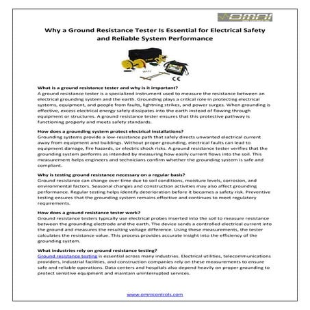Why a Ground Resistance Tester Is Essential for Electrical Safety and ...