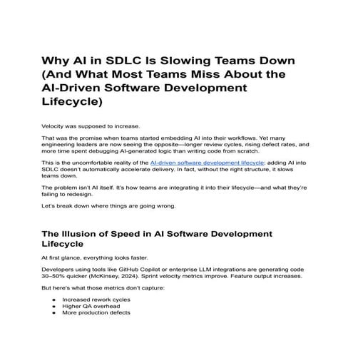 Why AI in SDLC Is Slowing Teams Down (And What Most Teams Miss About ...