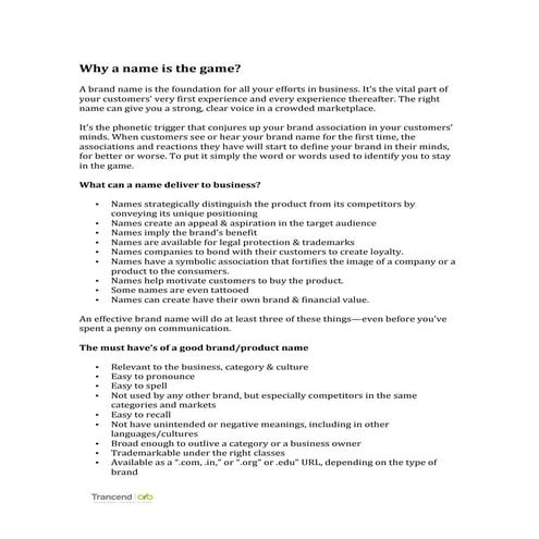 Why a name is the game: Trancend's guide to brand naming