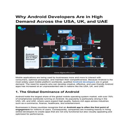 Why Android Developers Are in High Demand Across the USA, UK, and UAE