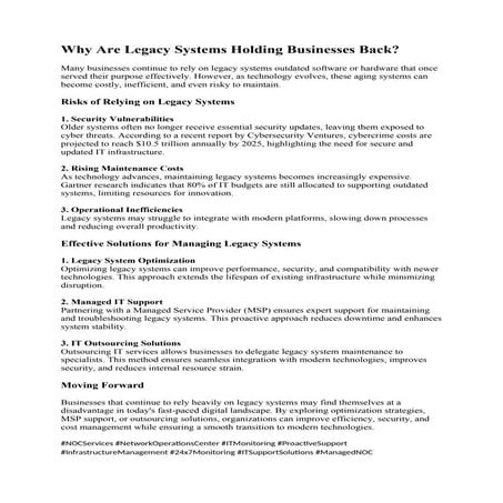 Legacy Systems: Key Concepts and Modernization | PPTX