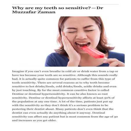 Why are my teeth so sensitive - Dr Muzzafar Zaman