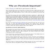 Why are Preschools Important?