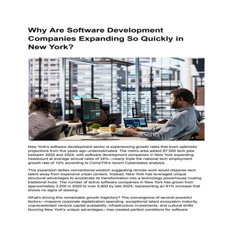 Why Are Software Development Companies Expanding So Quickly in New York ...