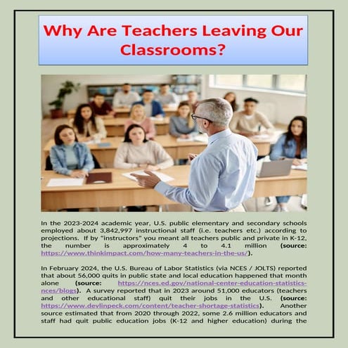 Why Are Teachers Leaving Our Classrooms?