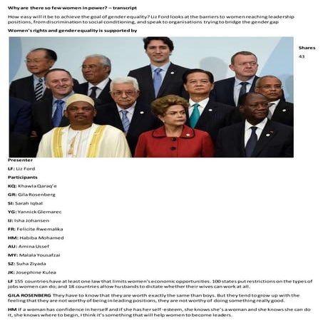 Why are there so few women in power