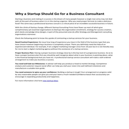 Why a Startup Should Go for a Business Consultant
