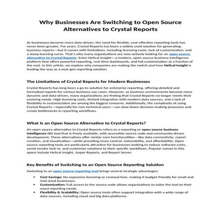 Your best open source alternatives to Crystal Reports - Helical Insight ...