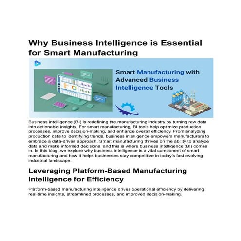 Why Business Intelligence is Essential for Smart Manufacturing?