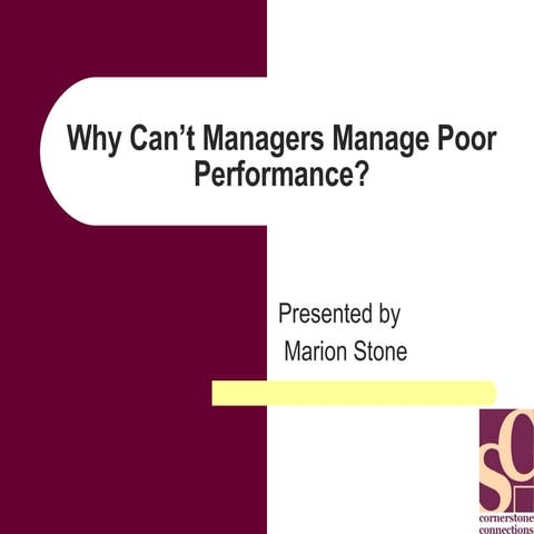 Why Can’T Managers Manage Poor Performance 2