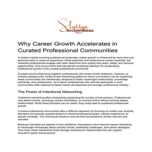 How Curated Professional Communities Accelerate Career Growth and ...