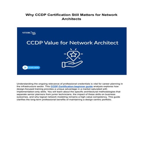 Why CCDP Certification Matters for Network Architects in 2026 | PDF