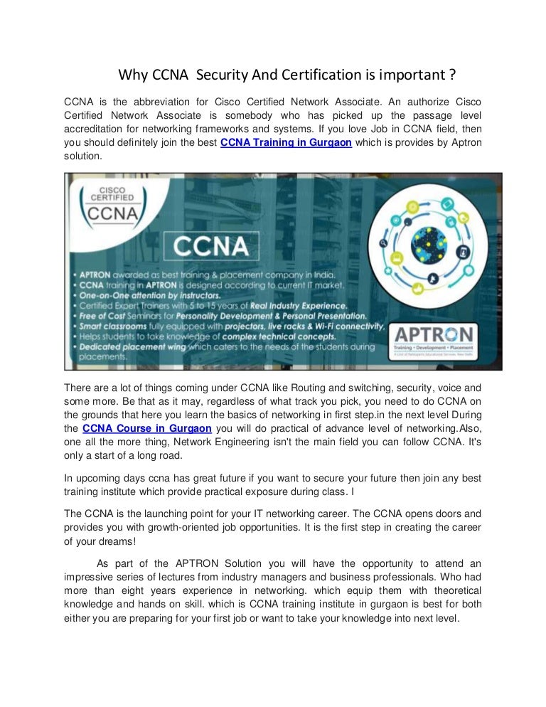 Why ccna security and certification is important