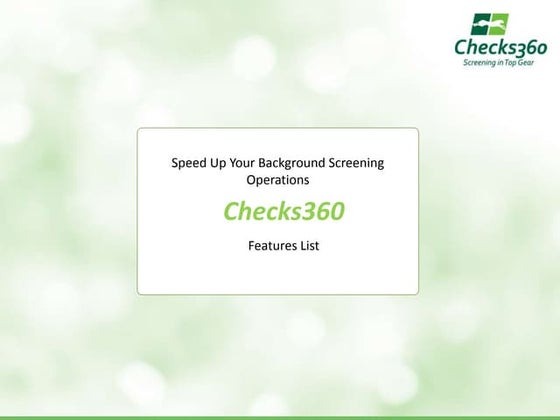 Features of Checks360 