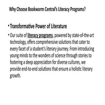 literacy programs end to end solution bookworm central | PPTX