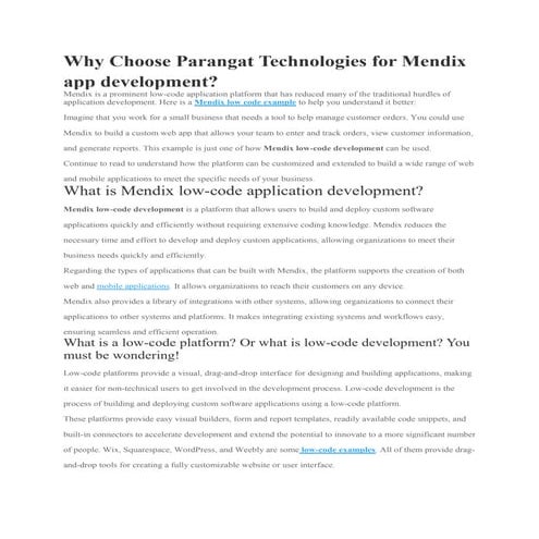Why Choose Parangat Technologies for Mendix app development.pdf