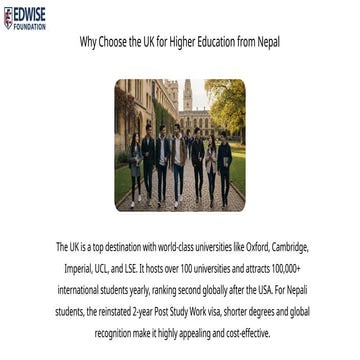 Study in the UK from Nepal - Admissions, Costs, Visa Guide.