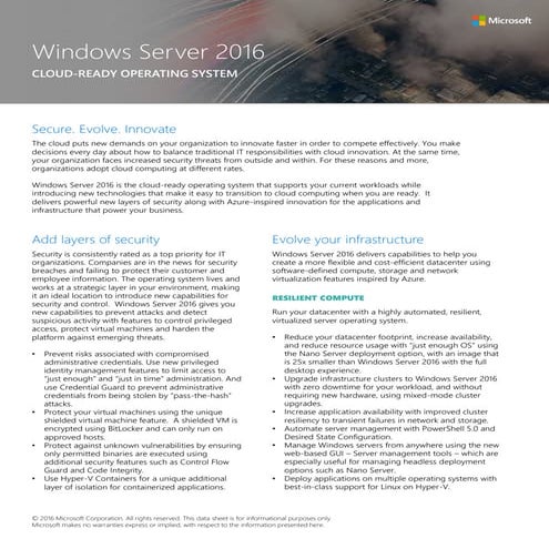 Perchè scegliere Windows Server 2016