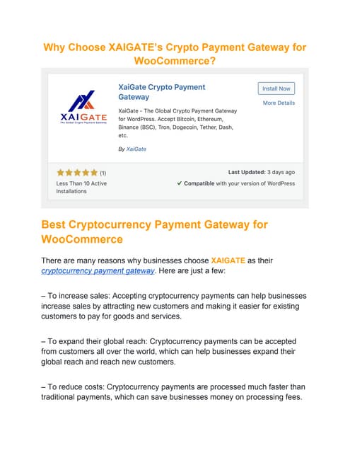 Why Choose XAIGATE’s Crypto Payment Gateway for WooCommerce?