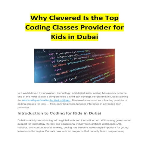 Why Clevered Is the Top Coding Classes Provider for Kids in Dubai.pdf